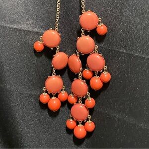 Vintage Statement Necklace Gold Salmon Orange Bubble Bib Retro BoHo
